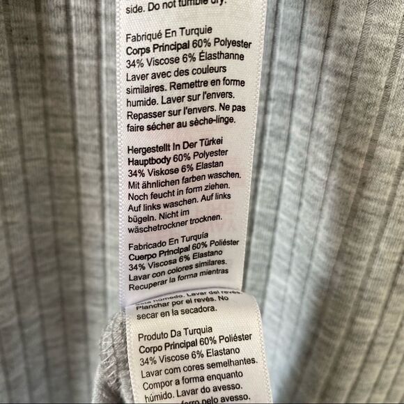 Topshop-Collar Ribbed Jersey Midi Side Slit Grey Dress (Size:4) - Picture 9 of 10